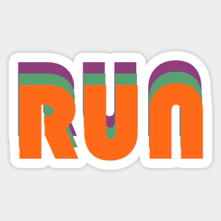 Run - inspirational retro text design - motivation (orange on blue) Sticker